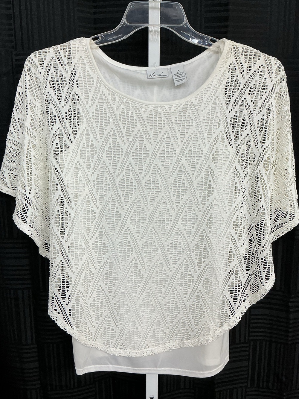 Kim Rogers White Crochet Overlay Top